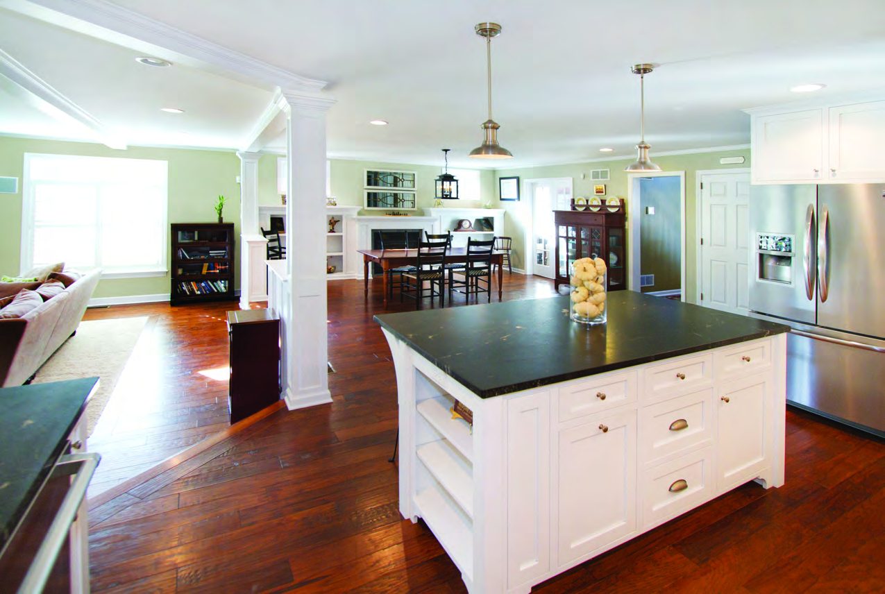 Kitchen with magazine-inspired storage built-ins