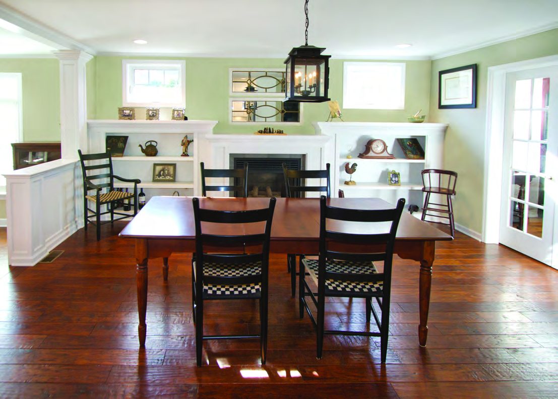 Window seats with storage beside the fireplace
