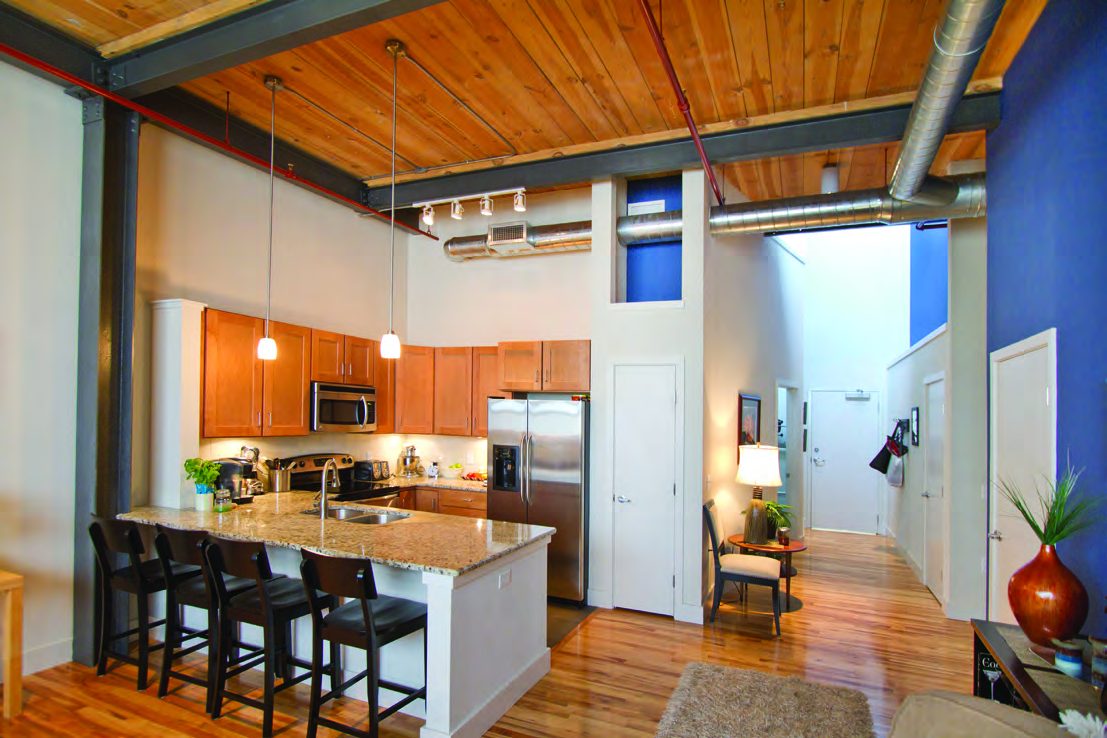 Loft living with exposed brick