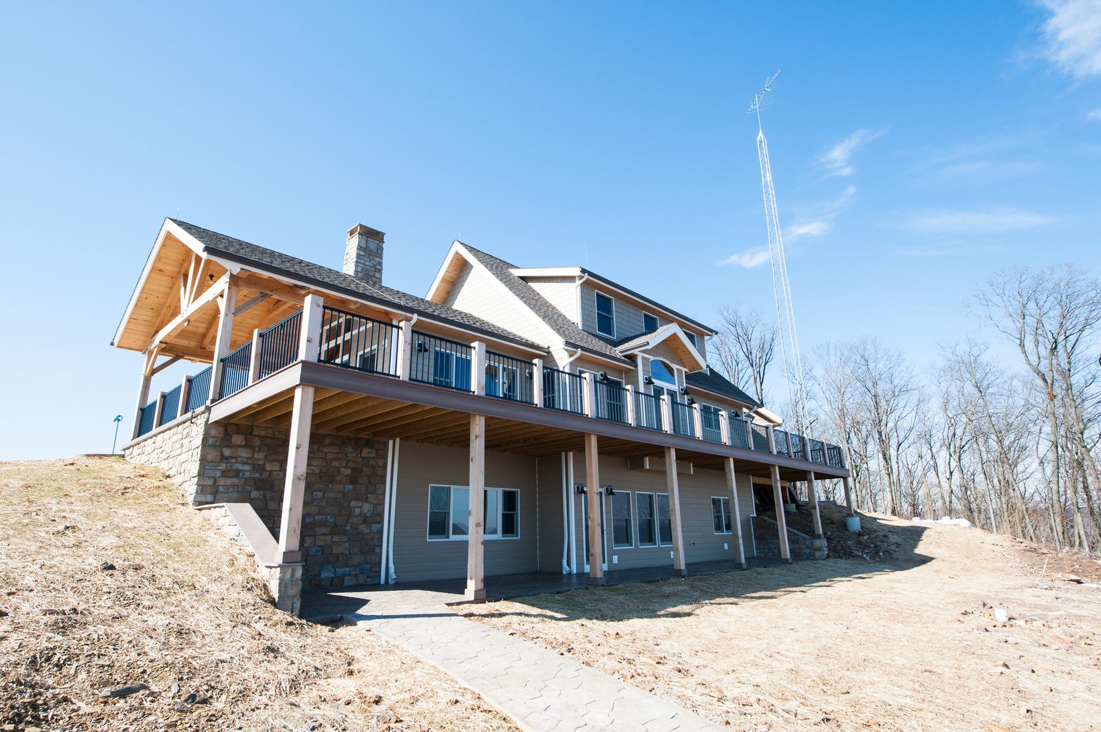 Exterior detail of the timber-frame build